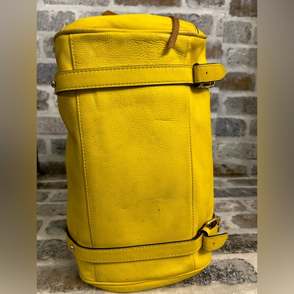 Rebecca Minkoff Yellow Leather Satchel Handbag Gold Hardware Double Handles - Picture 7 of 11